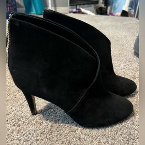 Aldo black suede zip up booties